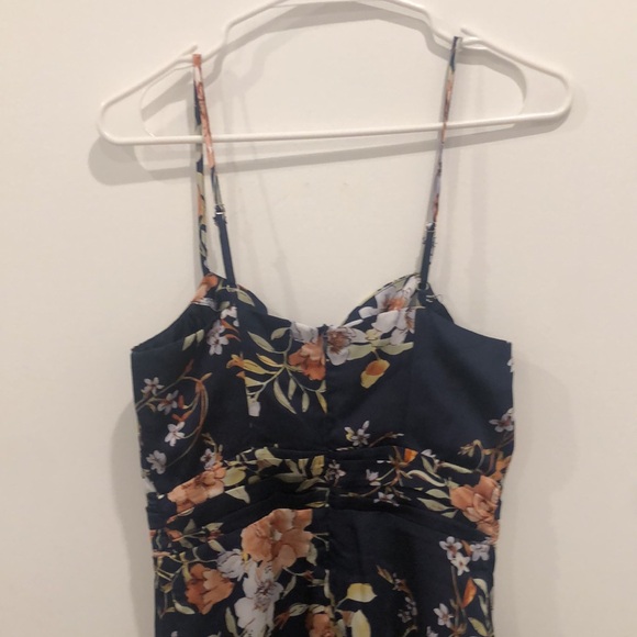 Lulu’s NWT My Favorite Day Navy Blue Floral Print Tulip Skirt Midi Dress 🌸💙 - Picture 11 of 12